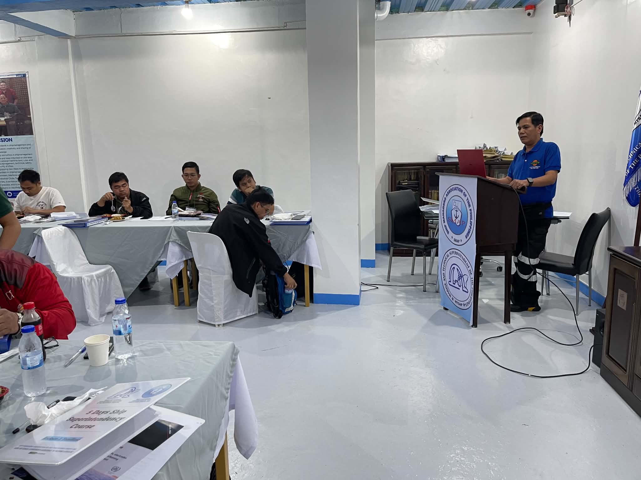 Vecom representative presenting at a ship superintendency training seminar